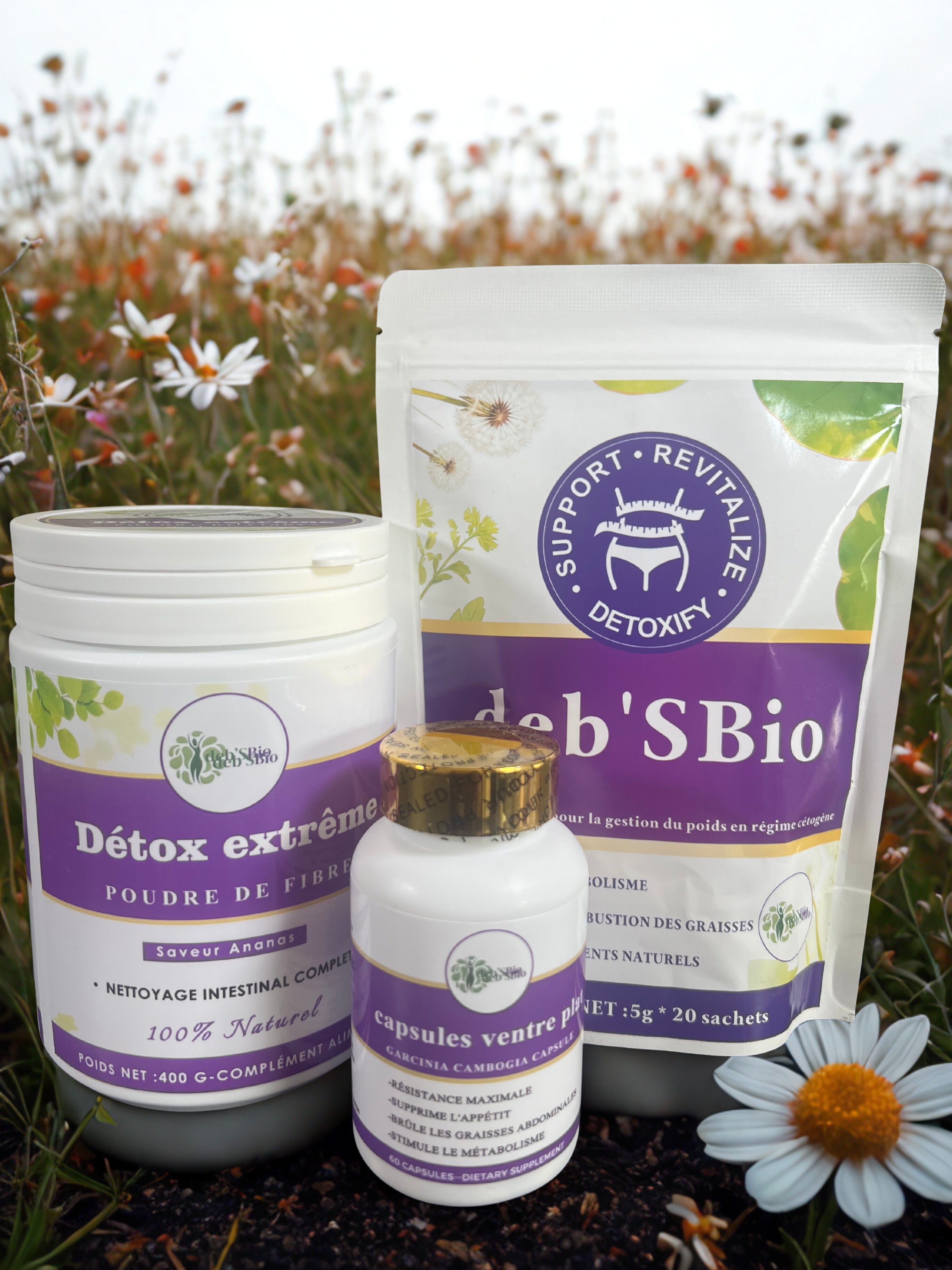 Kit complet-thé & gélules & poudre de fibres